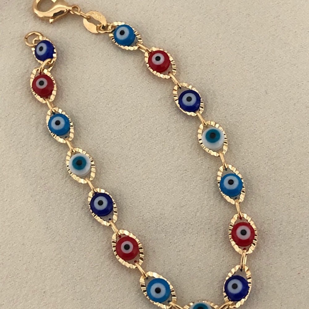 18k Gold Filled Multicolor Eye Bracelet - Picture 3 of 10